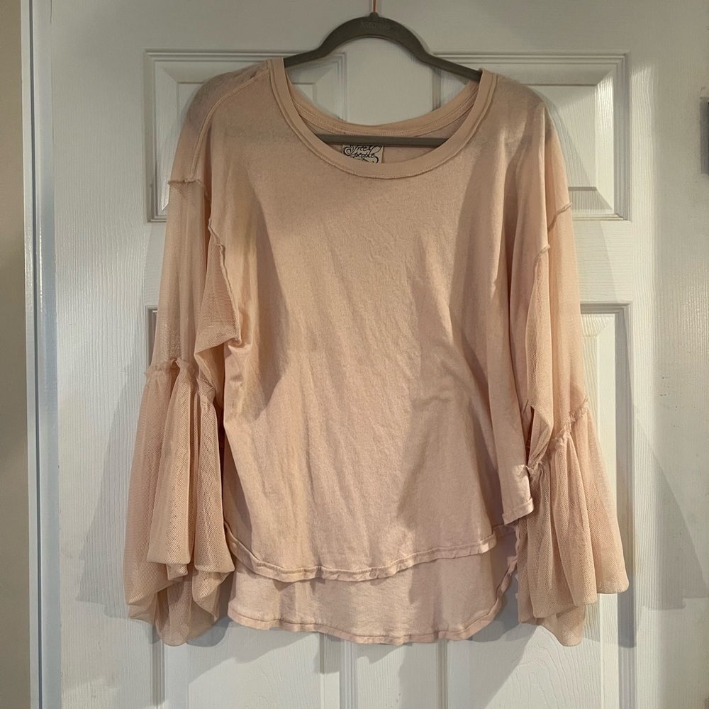 free people mesh sleeve shirt